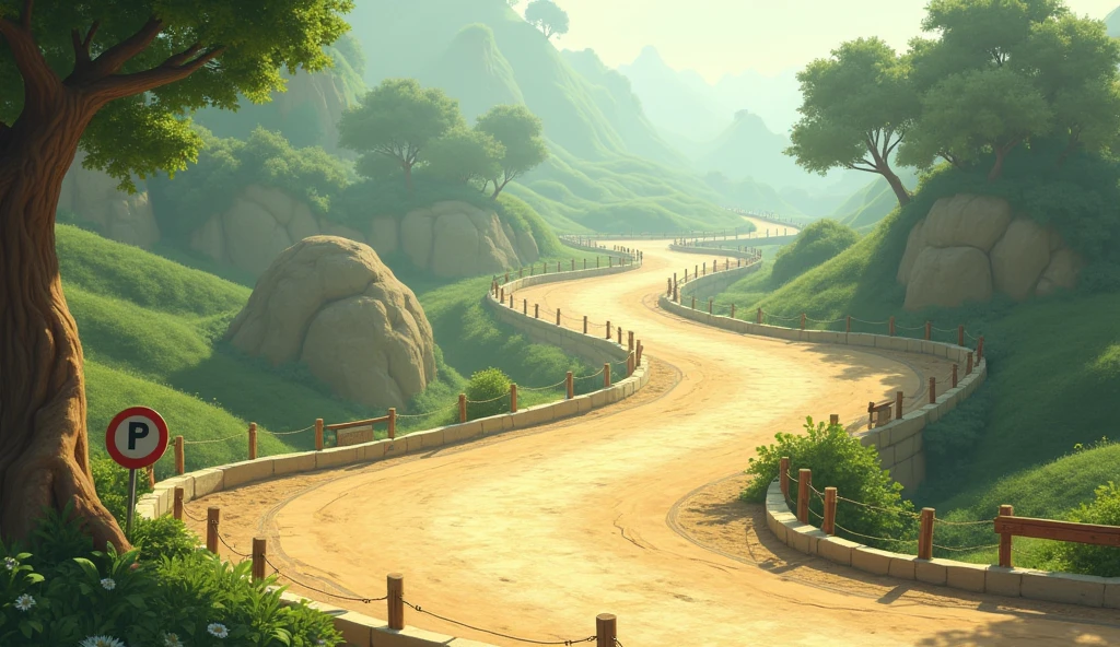 A not too colorful Mario Kart Double Dash circuit without any characters.