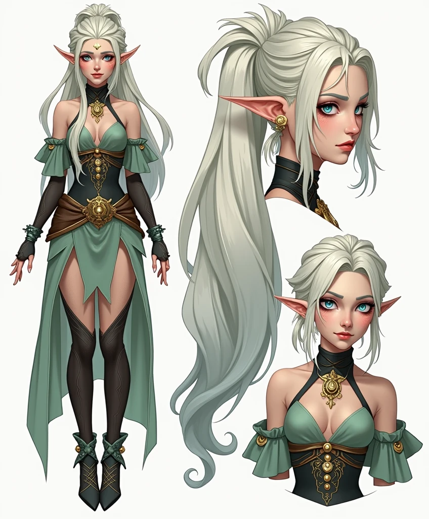 a beautiful eladrin female with extremely long white hair that has a cold, icy blue tone, piercing icy white eyes that reflect a brilliant blue, a pale blue face with a frosted, icy skin complexion, ethereal and otherworldly, detailed portrait, intricate facial features, hyper-realistic, 4k, 8k, highres, masterpiece, ultra-detailed, photorealistic, sharp focus, vivid and saturated colors, dramatic lighting, fantasy, digital art, head to feat