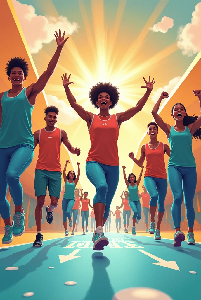 Create a slogan that delivers the message:Where Every Move Counts and Every Teen Shines! teenagers doing exercises