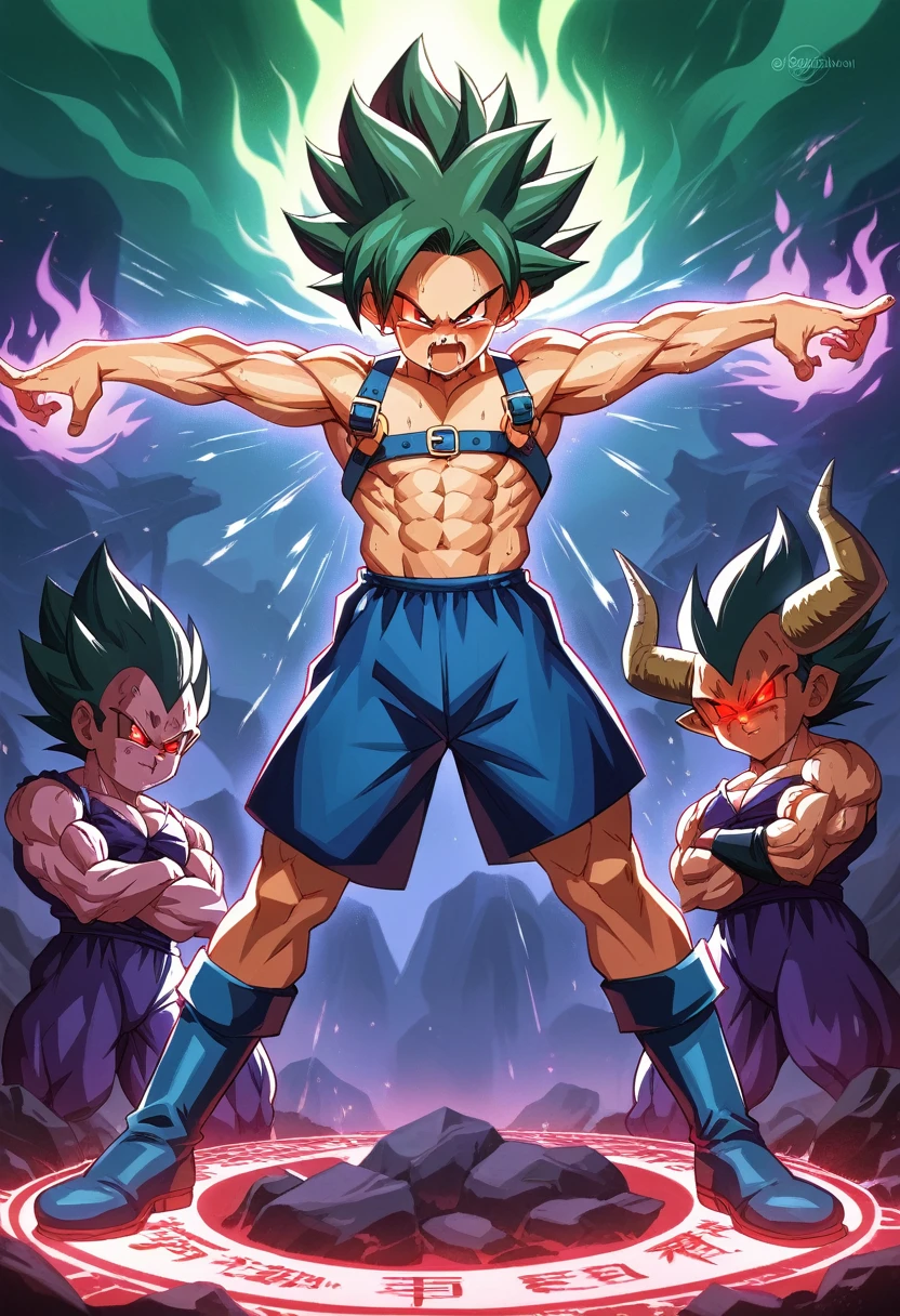 Highest quality,8k,Intricate details,Detailed,Huge muscles,Crying face,Lots of drool and sweat,Harness,Young face,teenager face,Huge erect penis,Full body image,Young body,Muscular legs,Wearing boots,Large, toned muscles,Goku,super saiyan,Imminent sexual activity,Demon body, wings and horns,Shaking violently,Group Sex,Obscene tattoos,Fantastic magic circle,Ekiben,Massive ,(((Enveloped in a large purple flame aura,Wide-area aura,Red glowing eyes))),Take a dip in the hot springs of Japan,Large jagged fangs,Orgy,Wukong,Gohan,Goten,Emerald green hair,Stretching pose,The Devil Behind