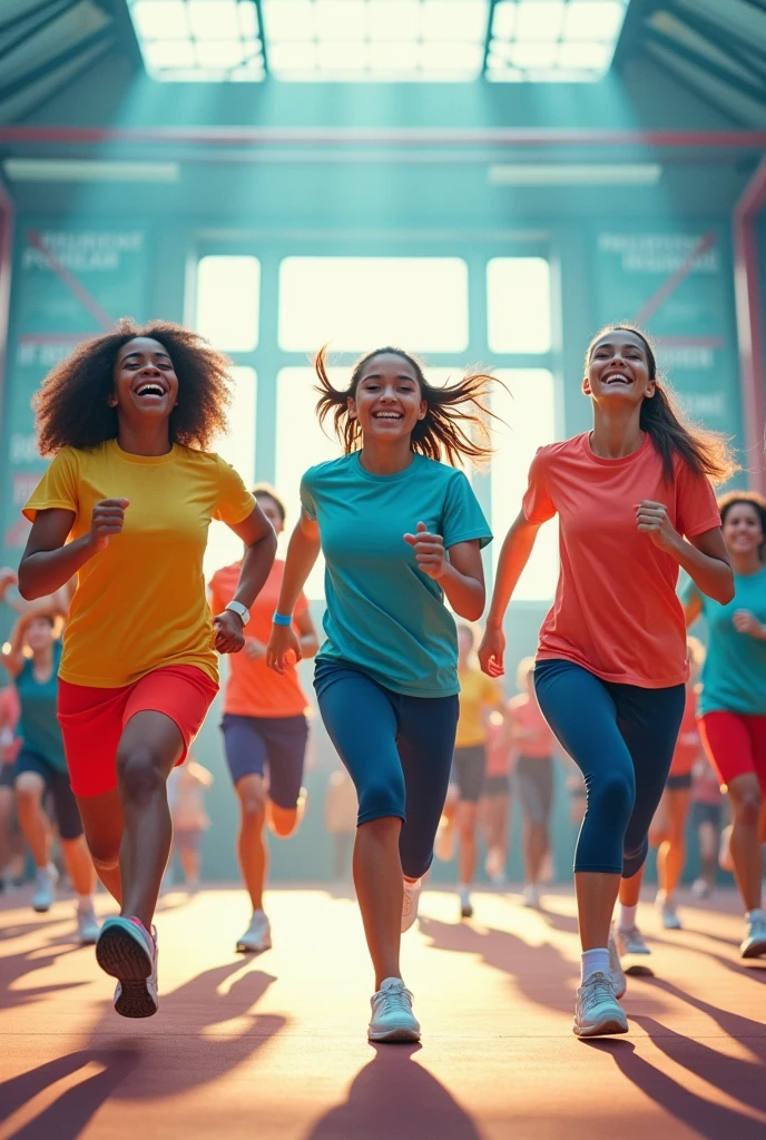 Create a slogan that delivers the message:Where Every Move Counts and Every Teen Shines! teenagers doing exercises