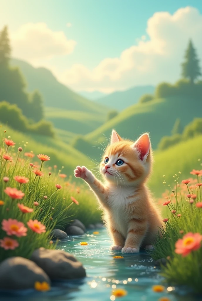 A landscape of a kitten in love 