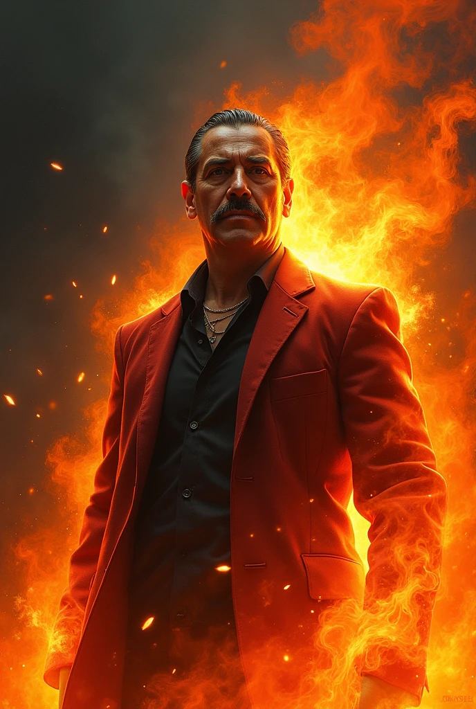 create an image of jose patricio castillo guillen with fire