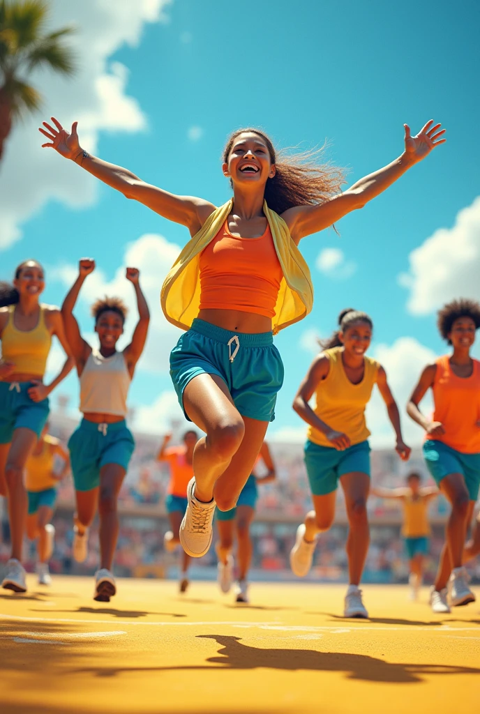 Create a slogan that delivers the message:Where Every Move Counts and Every Teen Shines! teenagers doing exercises 