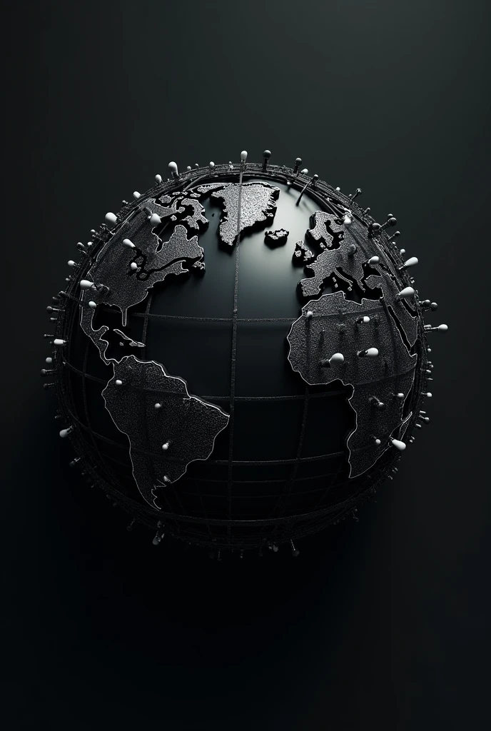 Create a black molecule without a background Now with this molecule create a globe with a world map