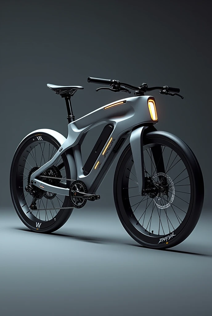 Steps to Create the Futuristic Bicycle Image Frame Structure: Full length: 1,8 meters. full width: 0,6 meters. The frame must have a fluid and aerodynamic design. Imagine a sleek, sculpted shape, with soft, curved lines. In the shape of Falcao. wheels: Tamanho das wheels: 29 inches. Thin and light rims, with a spiral inner spoke design. The wheels must fit well with the aerodynamic design of the frame. seating: Altura do seating: Adjustable from 0,75 a 1,3 meters. The seat must have an ergonomic and futuristic shape, possibly with a textured surface and electrically adjustable. handlebar: Altura do handlebar: Adjustable from 1,0 a 1,5 meters. The handlebars should have an adjustable design and be integrated with a control screen and sensors.. Imagine a futuristic dashboard with electronic controls. Strong pedals with LEDs and directional arrows Brakes and Transmission: Hydraulic disc brakes with a futuristic design and integrated sensors. Magnetic induction gear chain transmission system, visible and discreetly integrated into the frame. electrical system: The more discreet battery and solar panel should be integrated into the frame. The battery must be compact and the solar panel must be discreet, located in a strategic location of the frame. Lighting: LEDs integrated into the frame, highlighted headlight and psychedelic wheels. Lighting should be automatically adjustable based on ambient light. Sensors and Technology: Sensors and displays integrated throughout the frame and sport handlebars. They should be seamless and integrated in a way that does not distract from the elegant design..