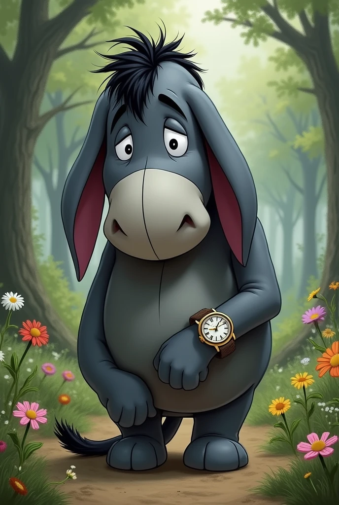 Eeyore wearing a Seiko watch