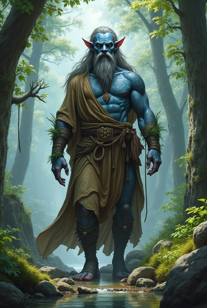 Firebolg of dnd, blue and are druid