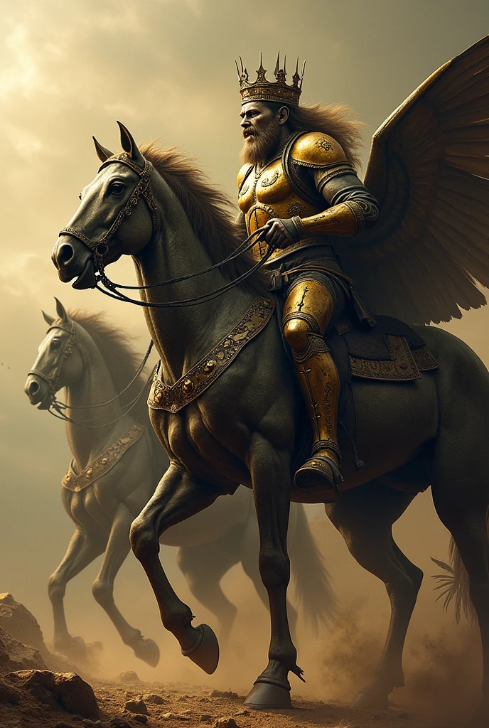  And the appearance of the locusts was like the appearance of horses., equipped for war; and on their heads were some like crowns, similar to gold; and their faces were like the faces of men;
And they had hair like women&#39;s hair, and his teeth were like lions;
And they had breastplates like iron breastplates; and the noise of their wings was like the noise of cars, when many horses run to fight;
And they had tails similar to those of scorpions, and stingers on their tails; and its power was to harm men for five months.