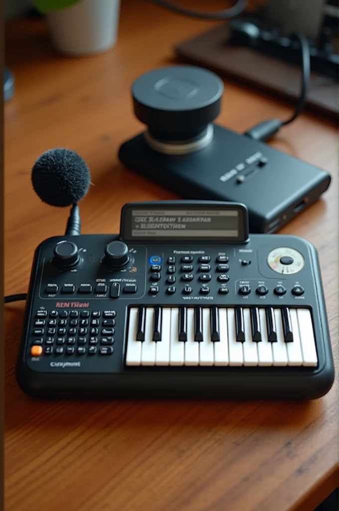 A small keyboard with a recorder attached
