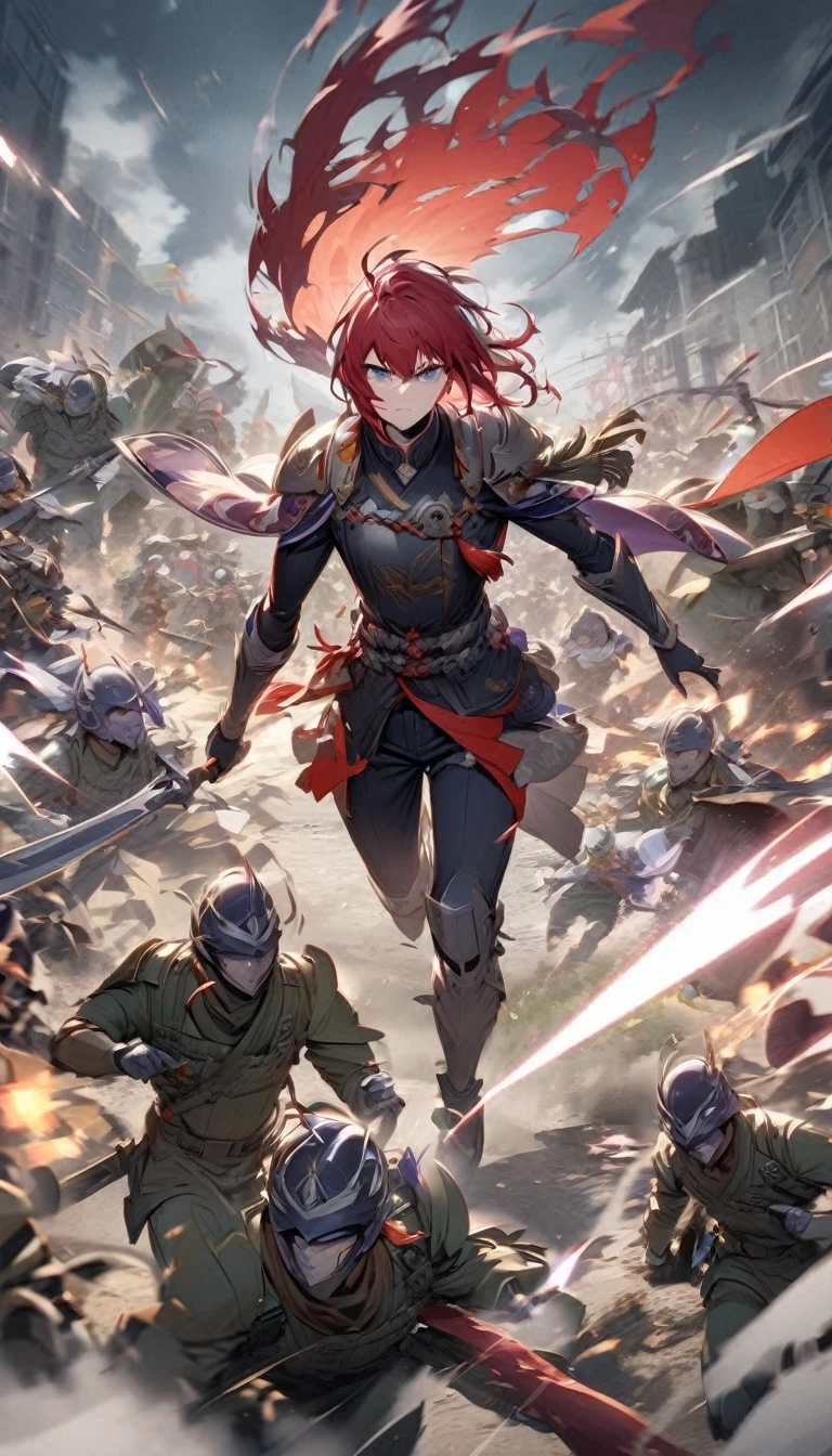 Defeated on the battlefield、The figure of Akechi Mitsuhide fleeing。He took off his helmet、Desperately fleeing from pursuing enemy soldiers。In the background, a battlefield of confusion and chaos spreads out.。 Japan