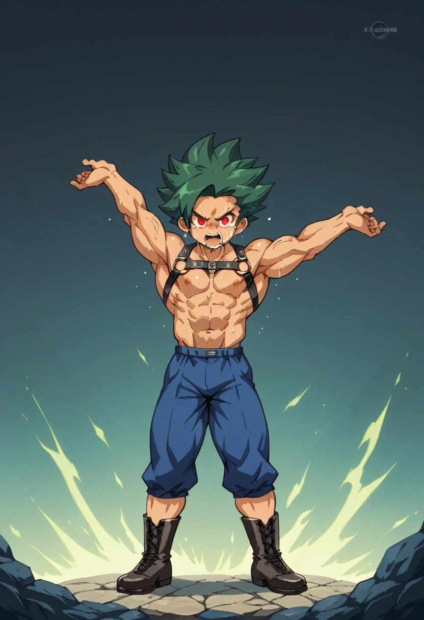 Highest quality,8k,Intricate details,Detailed,Huge muscles,Crying face,Lots of drool and sweat,Harness,Young face,teenager face,Huge erect penis,Full body image,Young body,Muscular legs,Wearing boots,Large, toned muscles,Goku,super saiyan,Imminent sexual activity,Demon body, wings and horns,Shaking violently,Group Sex,Obscene tattoos,Fantastic magic circle,Ekiben,Massive ,(((Enveloped in a large purple flame aura,Wide-area aura,Red glowing eyes))),Take a dip in the hot springs of Japan,Large jagged fangs,Orgy,Wukong,Gohan,Goten,Emerald green hair,Stretching pose,