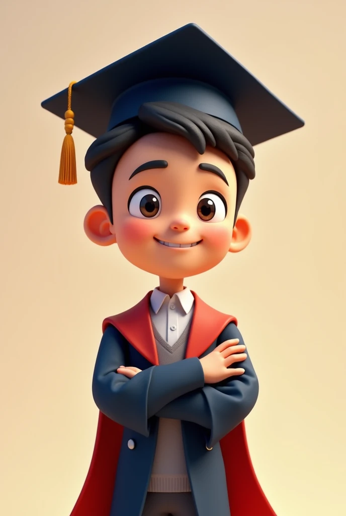 Animated graduation white boy with slanted eyes 