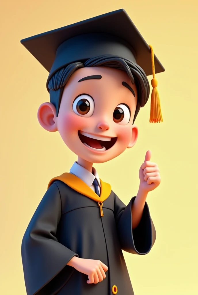 Animated graduation white boy with slanted eyes 