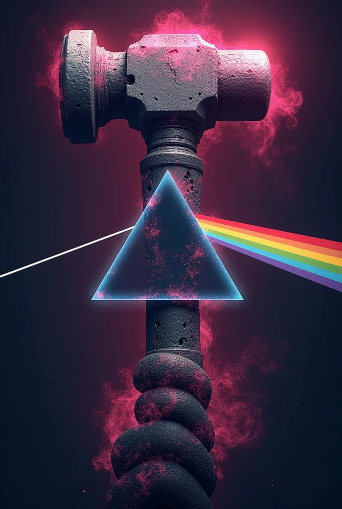 Hammer logo with the image of the Pink Floyd album ,with a few words that say:beautiful in my head forever