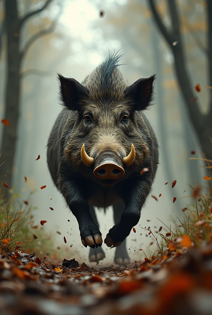 Wild boar running