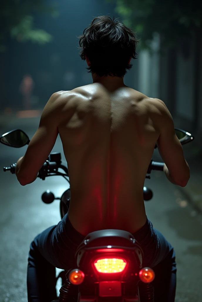 1boy、Photo Quality、Cute handsome man、Mash Hair、Japanese male, 、Completely naked、Full nudity、erection、Huge penis、Highest quality、Realistic、beautiful、Rear view of a person riding a motorcycle、Completely naked、Butt Exposed、night、darkness