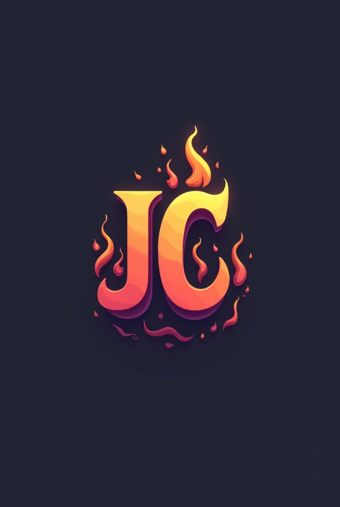 Minimalist logo with the initials JC with colored flames around it
