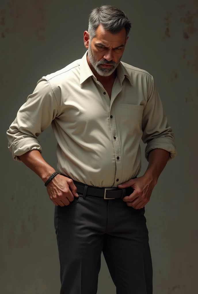 Man lifting his pants