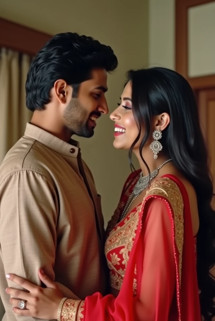 Aamir and Hina loved each other very much, one day Hina was alone at home, when Aamir saw Hina, he attacked Hina, took off Hina's shirt, took off her shalwar, put his underwear inside her, Hina was very angry. Having fun, Hina took Aamir's pussy in her mouth