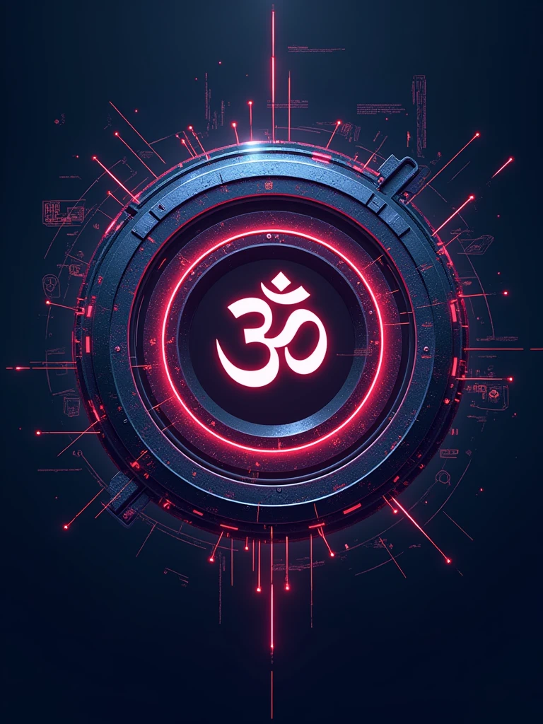 Flat vector art, logo, om TARGET symbol, Psychedelic, cybernetic neck