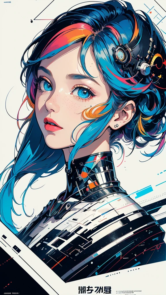 (((masterpiece, highest quality))),(((solo:1.2))),(((1girl:1.2))),32k wallpaper, very detailed, poster, vintage science fiction,(((((geometric cinematic movie poster))))), (bauhaus), shape,(((abstract))),(mid century modern),movie poster,(((((portfolio))))),(((((Close-up))))),(((((bust up))))),((((more various angle)))),(((highlight))),Vast landscape,((((heterochromia)))),(((complete. detailed face))),(((Extremely talented))),(((most complecated machine))),unlimited colorful color scheme
