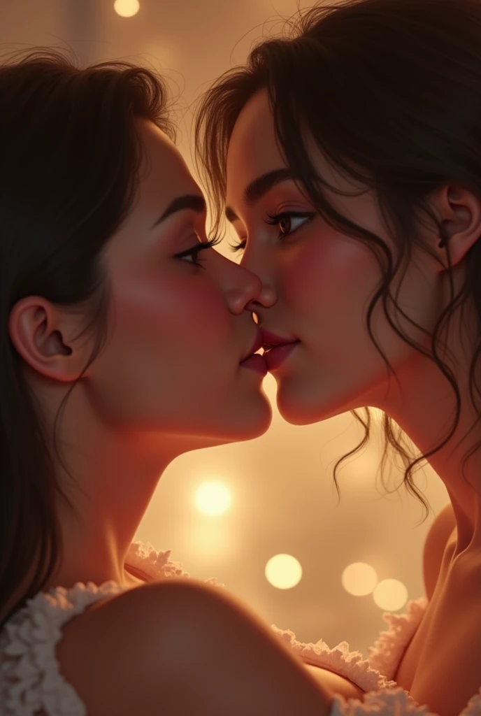 Une femme qui s'apprête à nous faire un bisous avec notre vu à la première personne