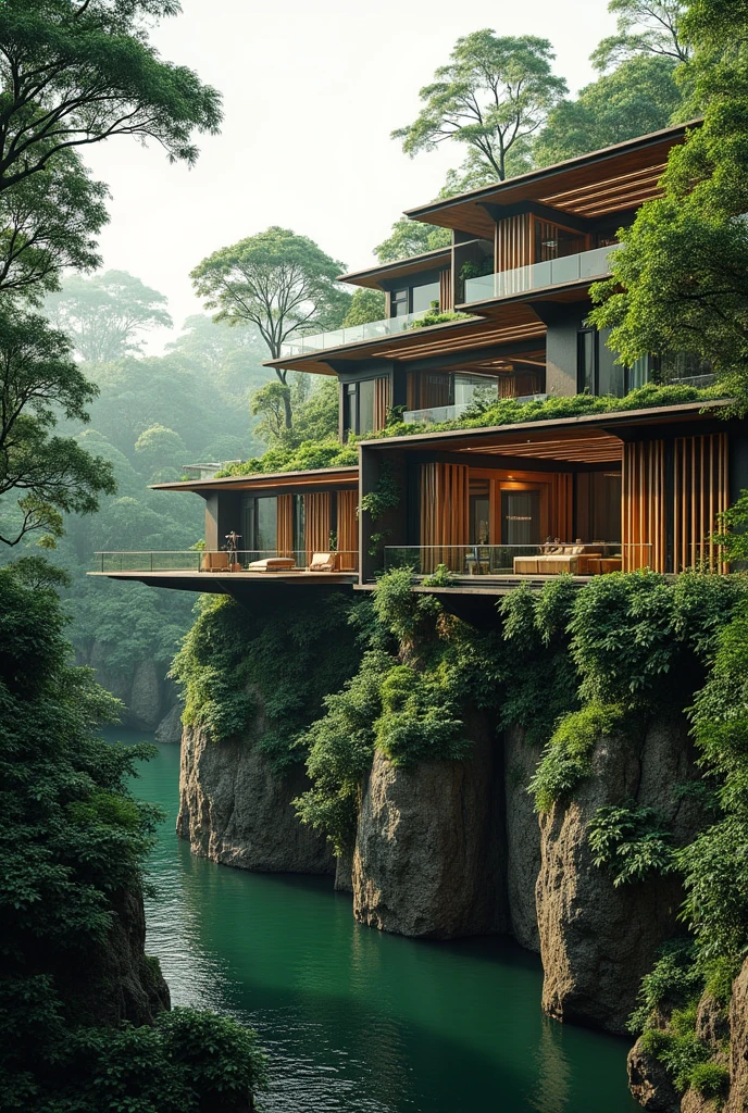Sustainable hotel in the Amazon rainforest of modern and natural paris