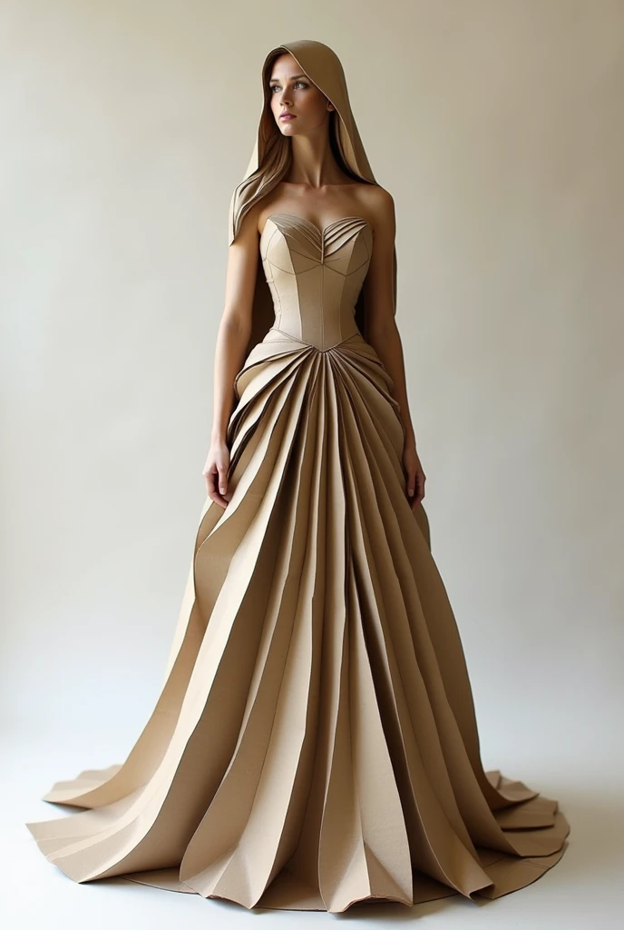of a bride sculpture in recyclable cardboard