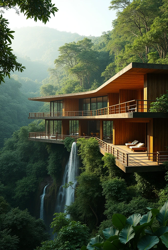 Sustainable hotel in the modern and natural Brazilian Amazon rainforest 