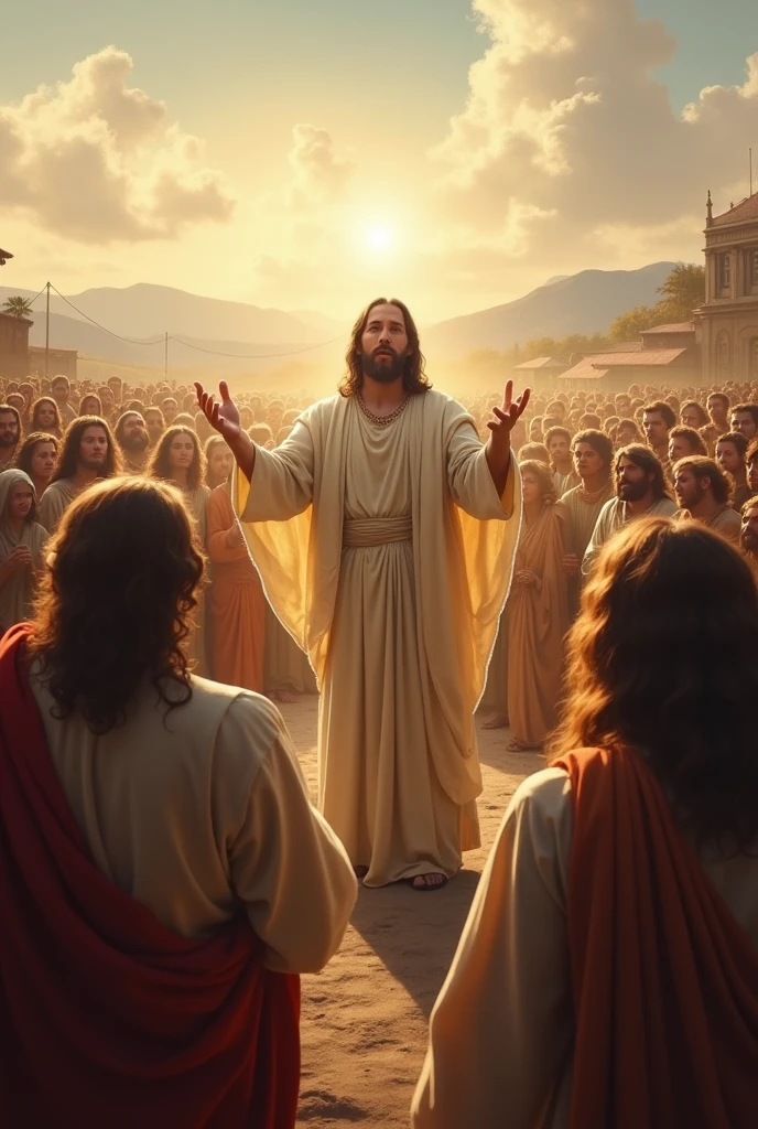 Pictures of Jesus preaching to the crowd