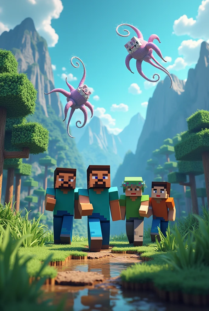 Some friends and I are in the world of Minecraft scape and run parasites