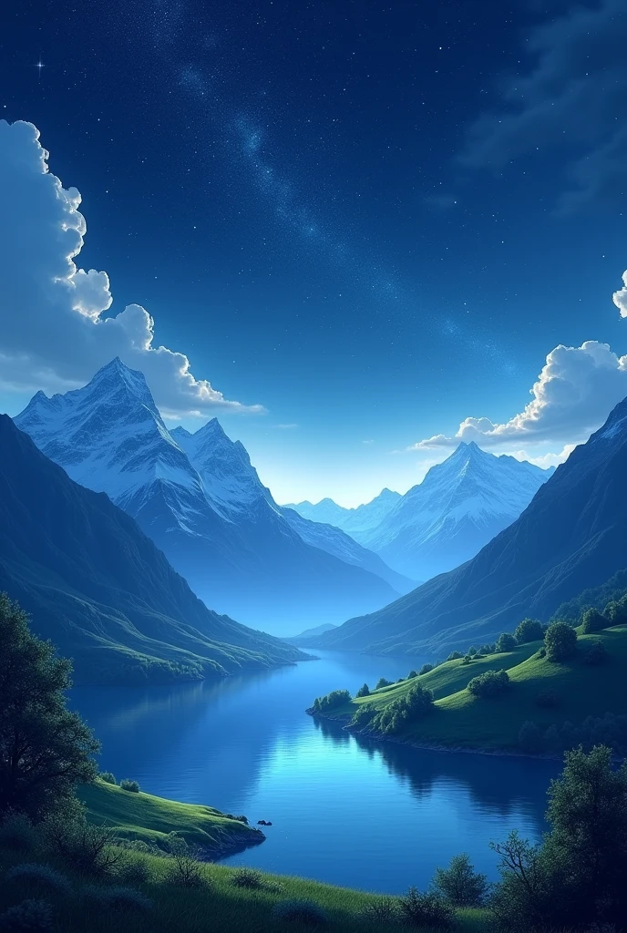 Create an image of a beautiful night landscape