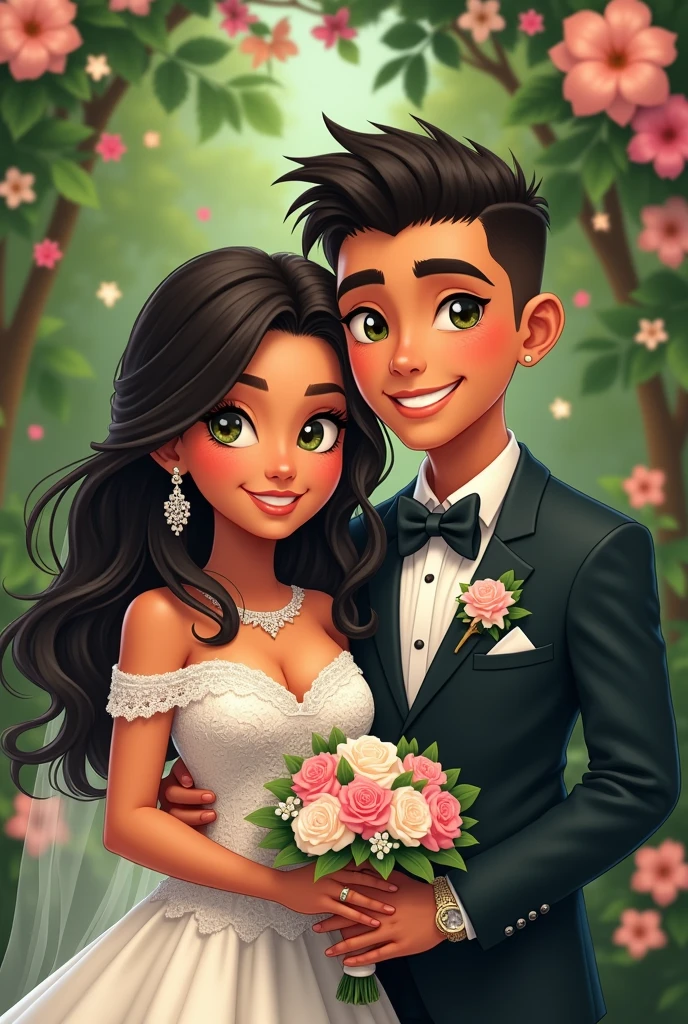 Wedding of a young couple, the girl with black hair and from Cuba and the other with green eyes and brown hair, the boy is a little fat