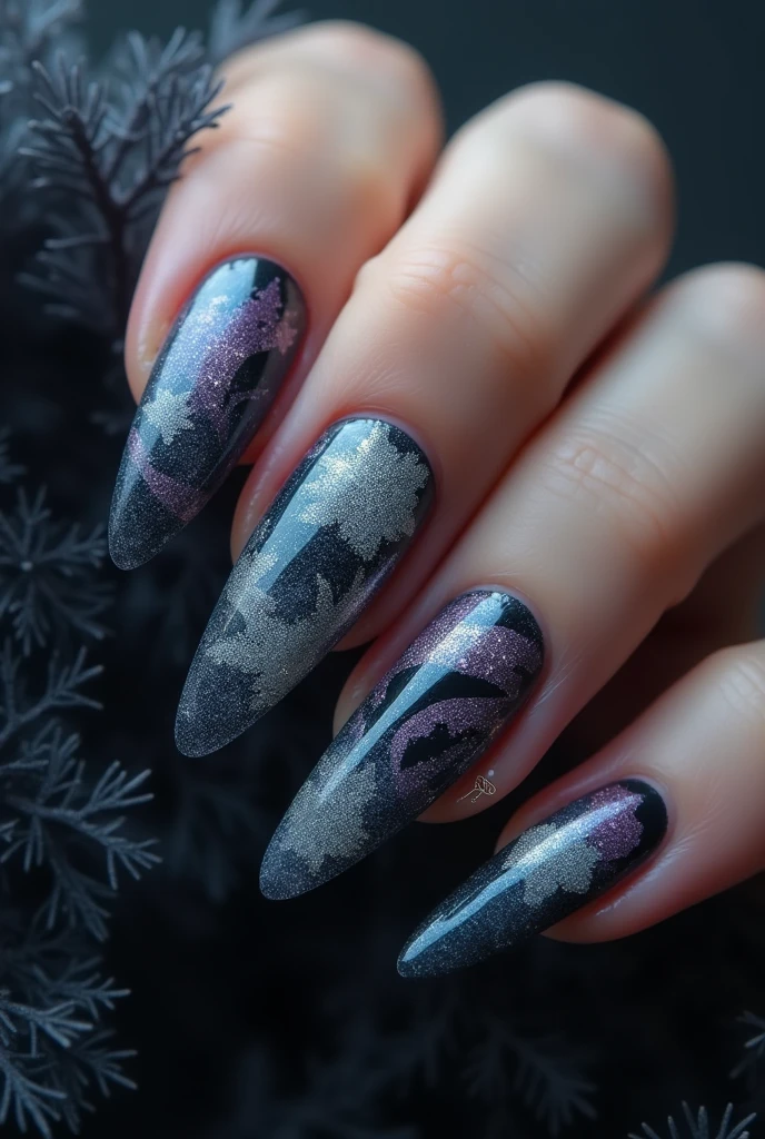 You can create a nail design that is in dark tones but at the same time shiny and has some frost., and be beautiful