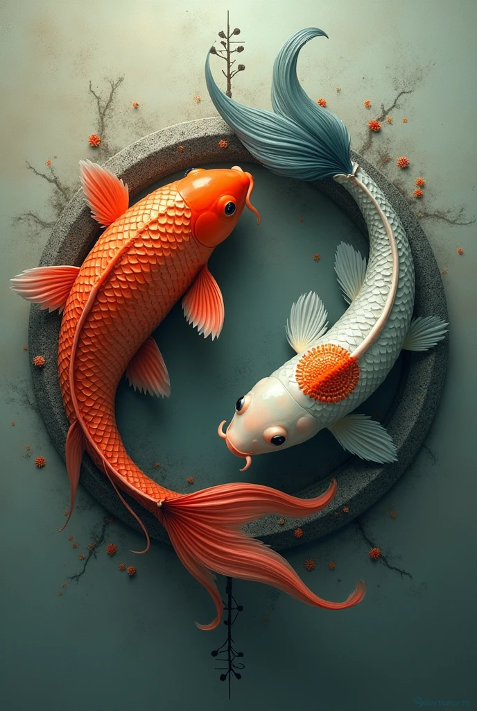 Yin-yang imagery, but put a carp and a penis in its place.