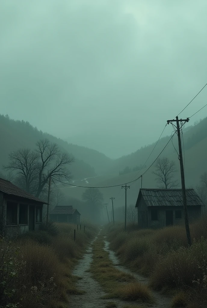 It shows gloomy scenes of the village, with desolate and mysterious landscapes.