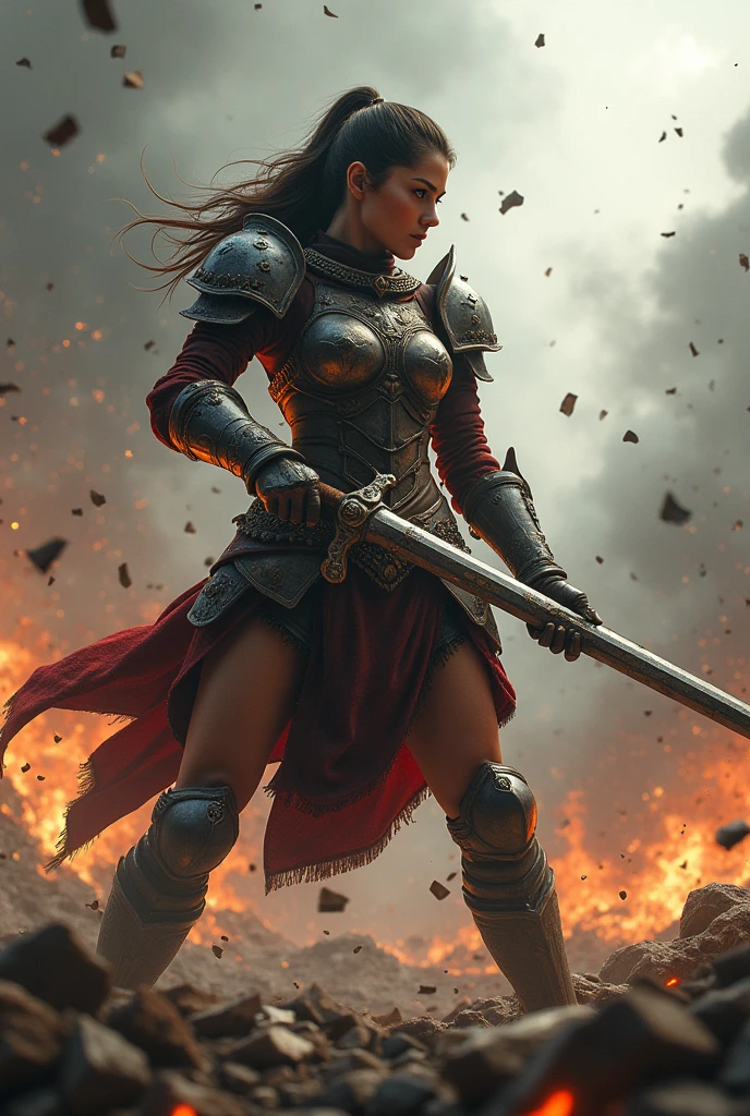 Women fighter in a war
