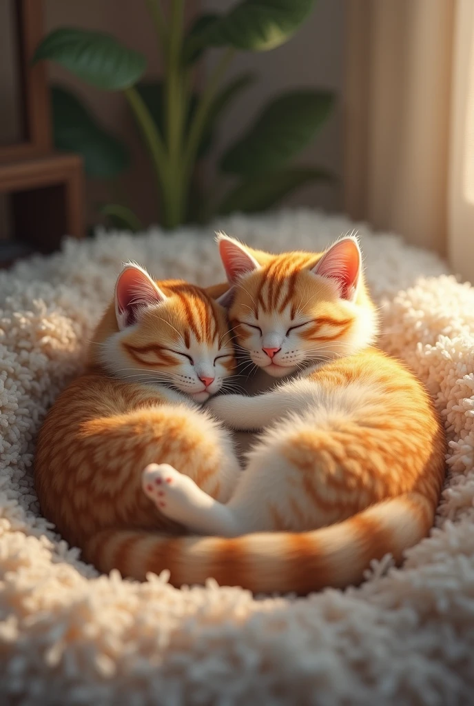 Cat and cat sleep together