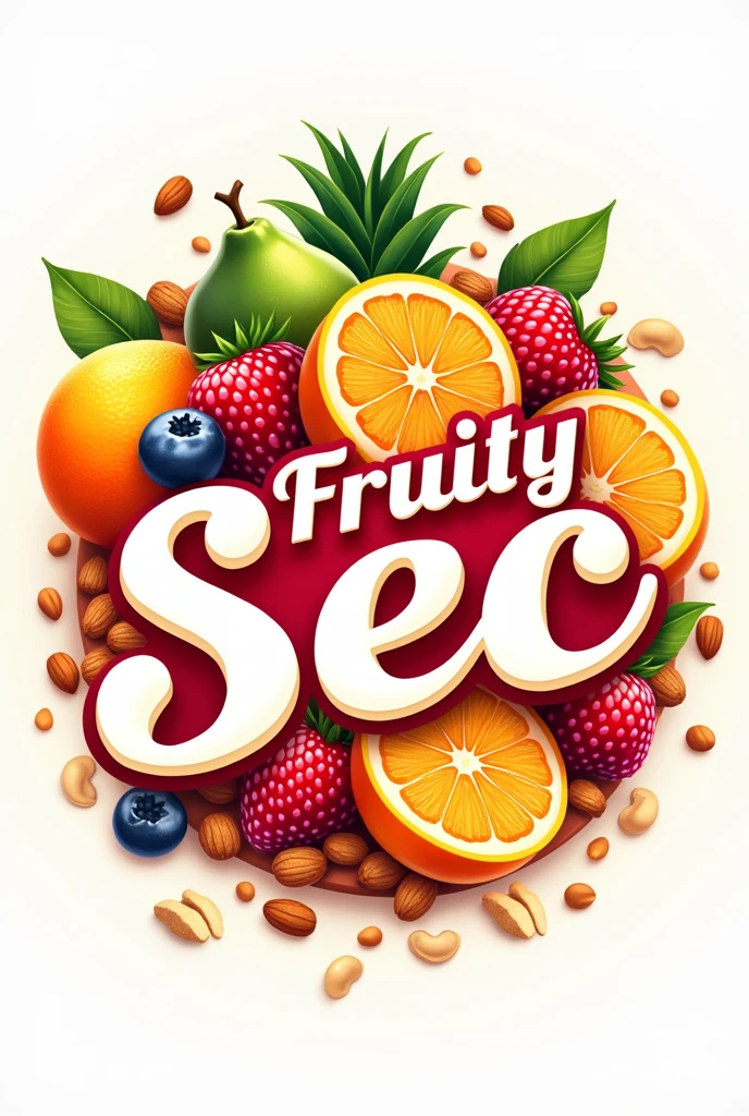 A logo about FRUTY SEC with more details about nuts