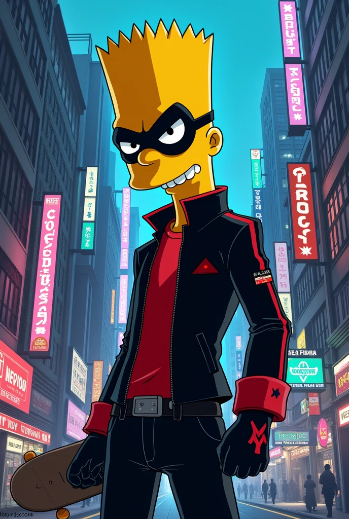 Bart Simpson like a character from Persona 5