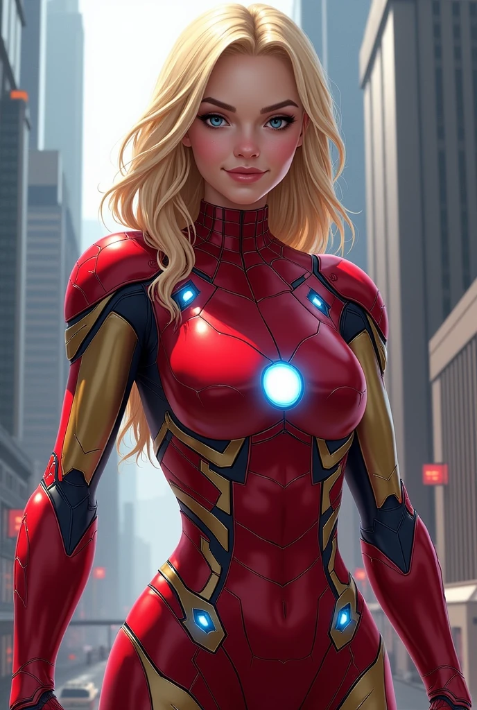 Spider gwen without mask in iron man suit