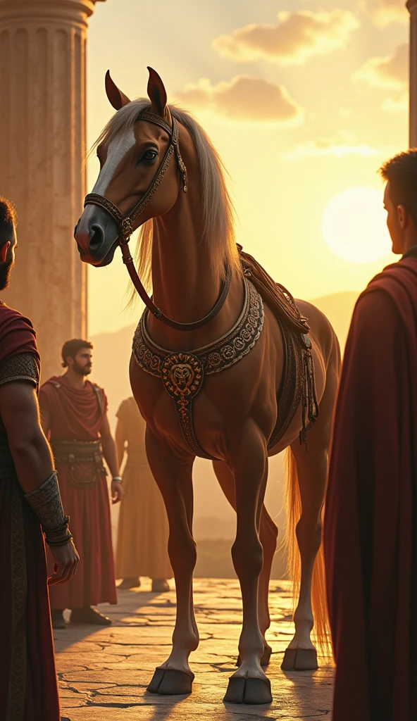 a detailed illustration of a sagittarius centaur, half human half horse, with a wise and benevolent expression, teaching and mentoring greek heroes, intricate details, cinematic lighting, warm color palette, realistic digital art, masterpiece