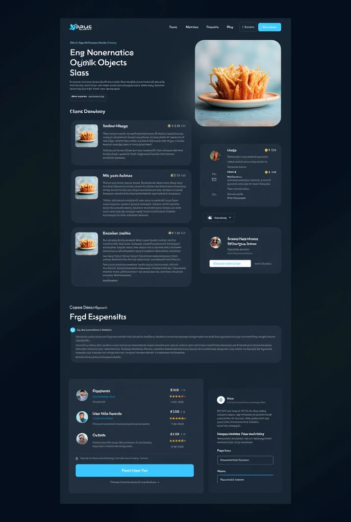 The object details screen has a black or dark blue background, with a white or light blue box in the center displaying the object&#39;s detailed information. At the top, there is an area for large images of the object, followed by a detailed description, price and availability information. Below the description, there is an interactive calendar to select dates and a “Rent Now” button in white with black text. When hovering over the button, the background color changes to light blue (#3498db) with white text. The screen also displays ratings and comments from other users below the main information., with stars and light blue text (#3498db).