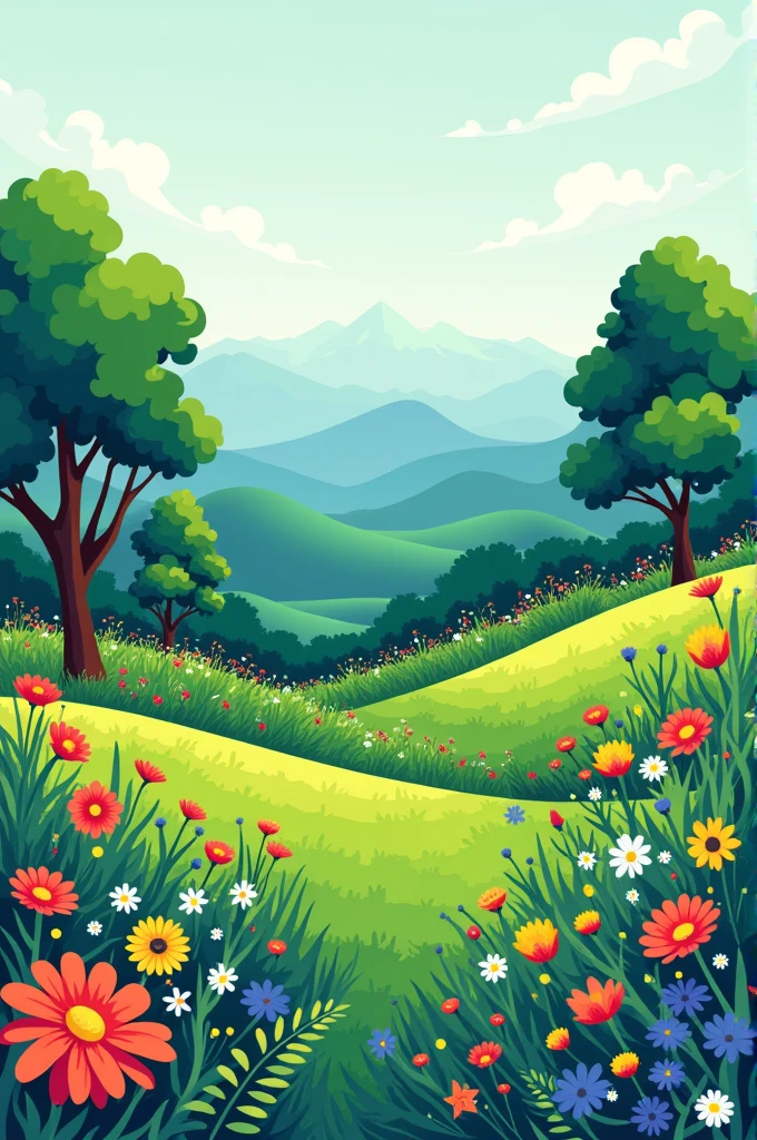 vector image, paisaje, colorfully 