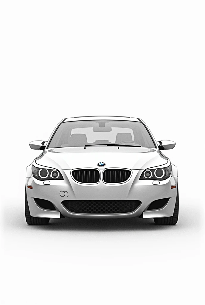 Technical drawing of a 2007 M5 e60 front view made in pencil only the outlines