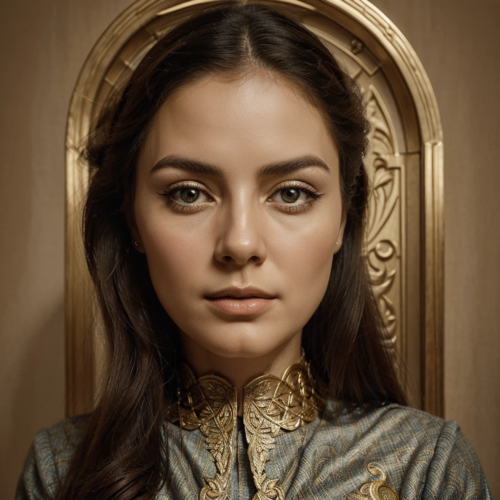 "Design a logo for 'Saga Historys' featuring an elegant, stylized face as the central element. The face should convey a sense of historical depth and wisdom. Use classic and sophisticated fonts for the text, integrating it seamlessly with the face illustration. Opt for a color palette that reflects history and prestige, such as deep blues, golds, or earth tones."