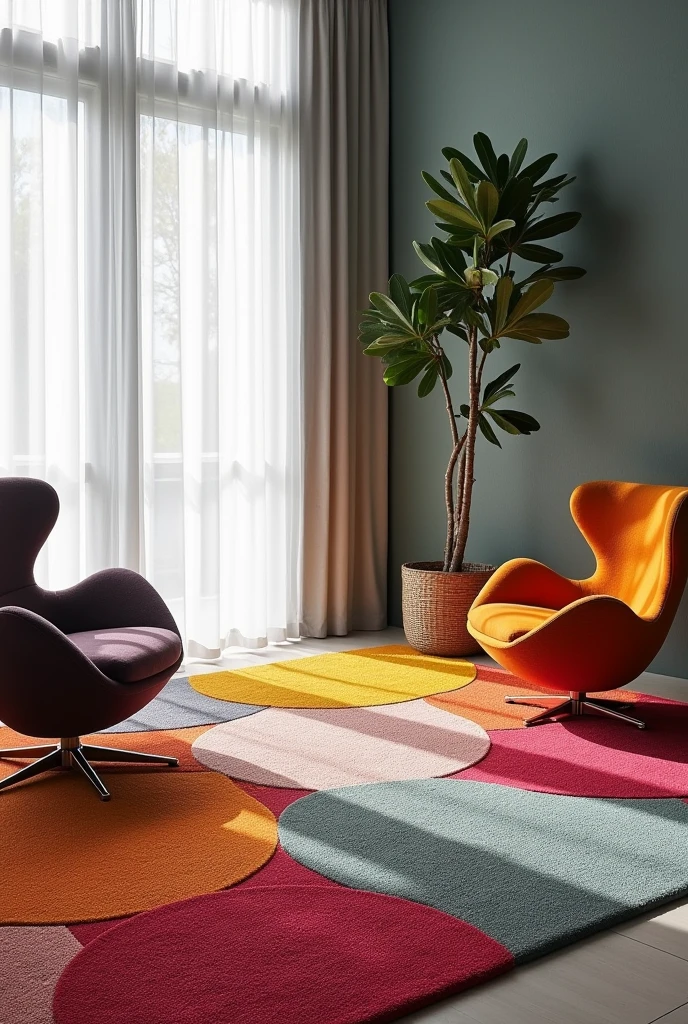 Minimalist rugs with tufting technique , irregular round rug for living room organic designs sophisticated ,luxurious colorful various models