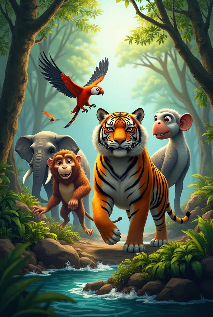 Group of jungle animals 