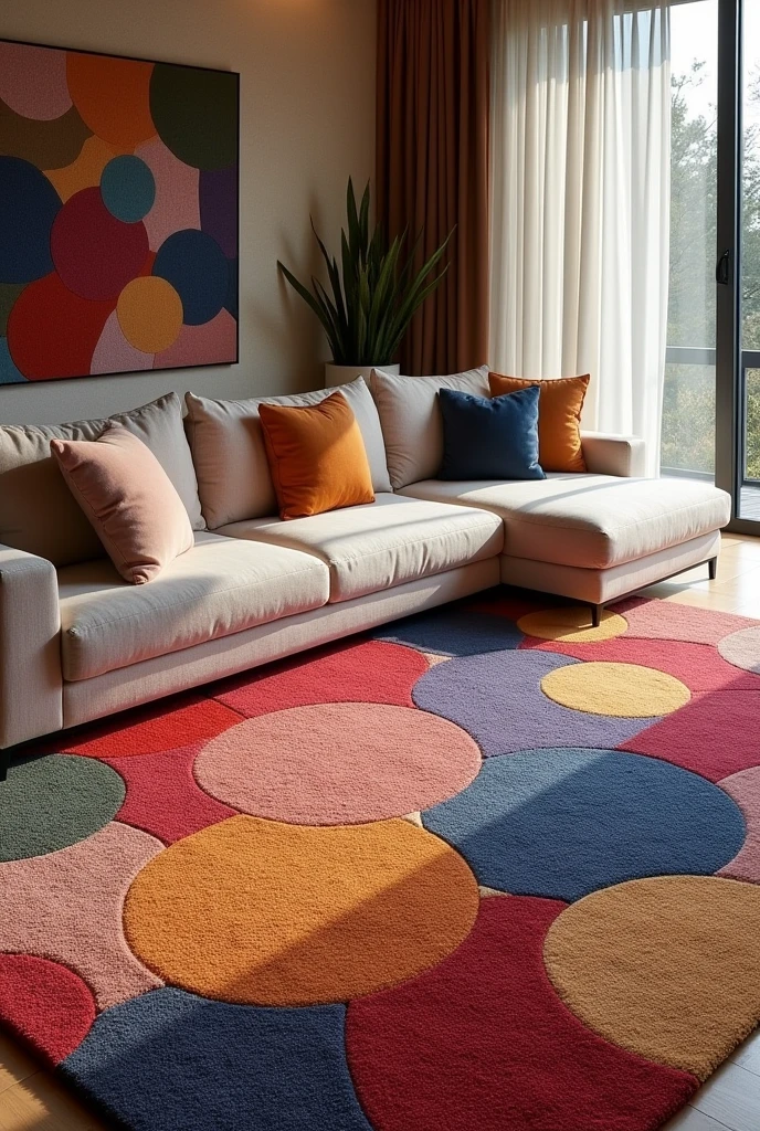 Rugs with tufting technique , irregular round rug for living room organic designs sophisticated ,luxurious colorful various models